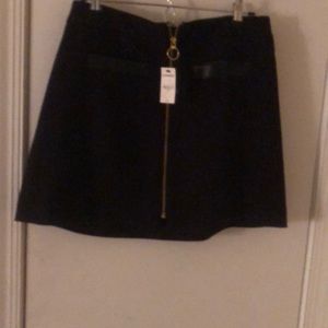 High Waisted Houndstooth ZIP Front Mini Skirt